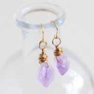 紫水晶耳環 天然石手工耳環 水晶鍍金耳環 輕寶石耳環 礦石耳環