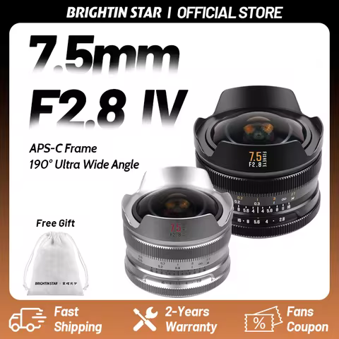 Brightin Star 7.5mm F2.8 IV APS-C Frame Fisheye Ultra Wide Angle Lens for Sony E Nikon Z Canon EOS M
