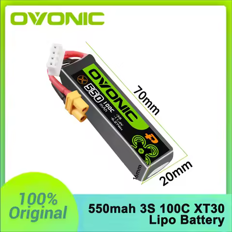 OVONIC 550mAh 3S 100C 11.4V Lipo Battery for RC FPV Racing Drone Quadcopter With XT30 Plug