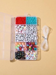 1盒10格彩色字母珠子米珠diy串珠玩具,用於拼圖學習趣味
