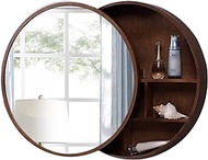 Round Bathroom Mirror Cabinet, Wall Mounted Storage Cabinet Mirror Medicine Cabinet, 3 Level Wooden Storage Cabinets Organizer