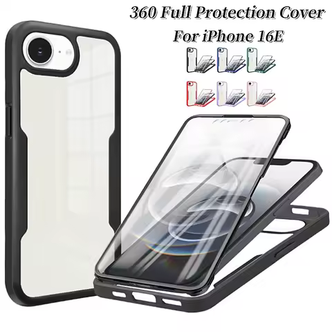 360 Full Protection Case For iPhone 16e Clear Screen With Silicone Bumper TPU+PC Back Cover For iPho