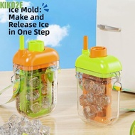 KIKO2E Ice Cube Water Bottle, 2 in 1 8 Grids Ice Cube Kettle, Unique Detachable Reusable with Straw 