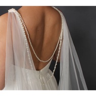 Wedding Dress Cape for bridal pearl shawl long wedding dress coverups Elegant Bolero Wedding Drape V