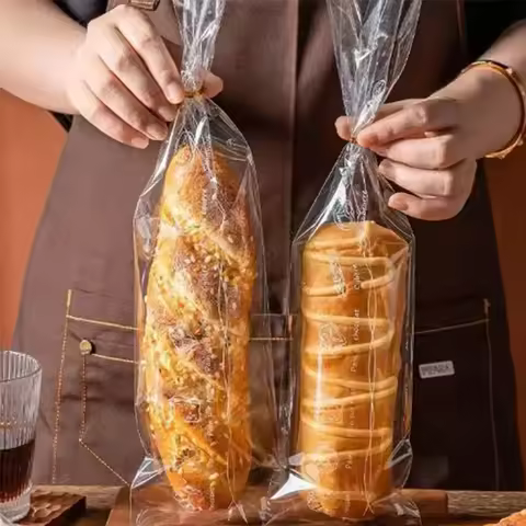 100Pcs Long Bread Packaging Bag Clear Plastic Bags For French Baguette Caterpillar Bread DIY Food Ba