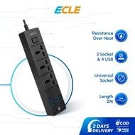 ECLE Power Strip Stop Kontak 3 Power Socket 4 USB Port