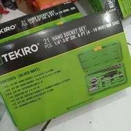SOCKET WRENCH SET 21pcs Tekiro shock 21pc plastic box socket package case 3/8" 1/4"