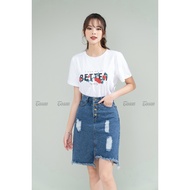 White cotton shirt, slim fit with Better rose print Toson AP777W82