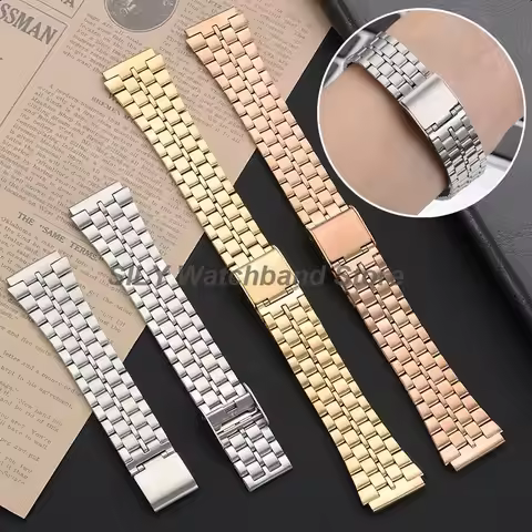 18mm Ultra-thin Small Square Stainless Steel Watchband for Casio F-91W Straps for AE1200 AE1300 AQ23