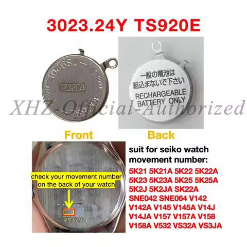 3023.24Y TS920E 3023-24Y 3023 24Y TS920 as MT920 for Seiko Watch Kinetic Energy Rechargeable Battery