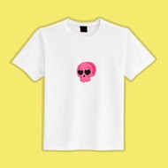 Q版 骷髏頭 愛心 衣服 白T T恤 童裝 短袖 純棉 上衣 吸濕排汗 涼