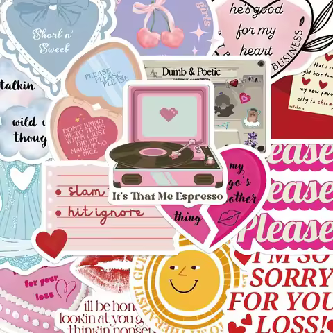 50pcs Sabrina Carpenter Stickers Cool Cartoon Singer Decal DIY Handbook Phone Envelope Luggage Guita