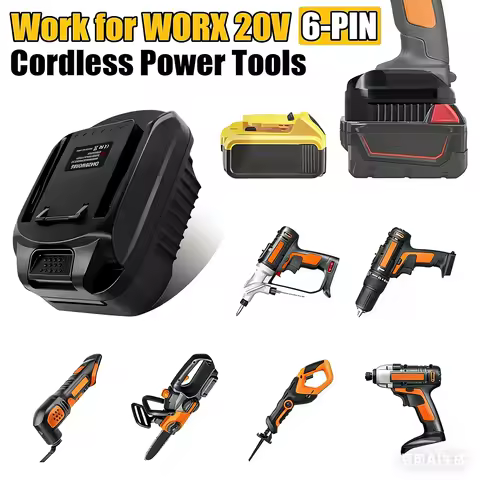 for Dewalt to for worx 6pin Battery Adapter for Milwaukee 18V Battery Convert to for Worx 20V 6PIN P