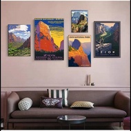 Zion National Park Springdale Utah Vintage Travel Poster Canvas Art  Coated Wall Sticker for Home De