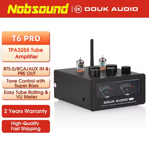 Nobsound T6PRO HIFI TPA3255 Bluetooth5.1 Tube Amplifier JAN5725 Vacuum Tube Amp with VU Meter 300Wat