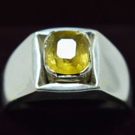 藍寶石戒指 未加熱未處理 錫蘭黃色藍寶石 男士真石戒指