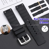 23mm Silicone Watch Band for Cartier Santos 100 Series Replacement Watch Strap High Quality Rubber W