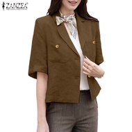 ZANZEA Women's Korean Fashion Lapel Short Sleeve Loose Blazer