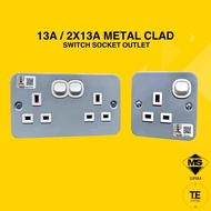 (SIRIM APPROVED) 13A 2 X 13 A METAL CLAD SWITCH SOCKET OUTLET SINGLE / DOUBLE INDUSTRIAL TWIN GANG