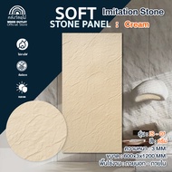 WOOD OUTLET (คลังวัสดุไม้) แผ่นติดผนัง ผนังหินเทียม PU เสมือนจริง 3D รุ่น IS-01 สีครีม ขนาด 60x120cm