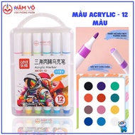 [MK101 12 COLORS] Marker Pen / Acylic Colored Brush Pen / Acrylic Marker MK 101 12 Colors TRIANGLE B