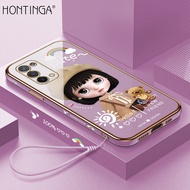 Hontinga เคสโทรศัพท์ OPPO A74 5Gเคสโทรศัพท์ TPU นิ่มเคลือบโครเมี่ยมหรูหราสำหรับเด็กผู้หญิงเคสป้องกันกล้องกัน Gores