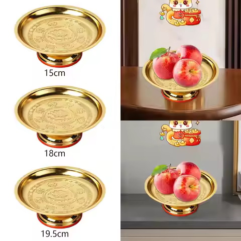 Fruit Bowl Offering Plate Alloy Decoration Dessert Dish Worship Blessing Tray Decor Centerpiece Hold