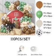 110Pcs Avocado Green Khaki Balloon Arch Garland Kit Cow Print Balloon Western Farm Theme for Cowboy