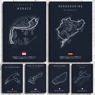1pc F1 Imola Monaco Track Circuit Canvas Painting Wall Art Nordic Poster Aesthetic Motorsport Race P