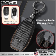 🇲🇾 Mercedes Leather Carbon Fiber Style Car Key Cover Carbon Fiber Mercedes A C E G S CLA GLA GLC Cla