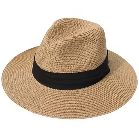 Male Foldable Big Head Straw Hat Panama Summer Outdoors Cowboy Hat Sandy Beach Sun Hats Man Plus Siz