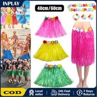 Hawaiian Grass Skirt Flower Hula Lei Wristband Garland Fancy Dress Costume Hawaiian Grass Skirts Hul