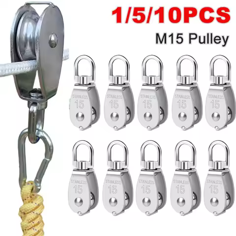 Stainless Steel Wire Rope Crane Pulley Block M15 Lifting Crane Swivel Hook Single Pulley Block for H