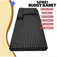 HITAM Plaid Bed Sheet | Box Sheet | Homemade Bed Linen | Aesthetic Box Bed Sheet | Single Sheet | Si