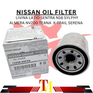 NISSAN OIL FILTER ( 15208-65F0A) LIVINA LATIO SENTRA SYLPHY ALMERA NV200 TEANA XTRAIL SERENA C26 C27