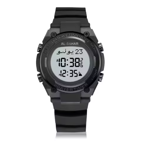 2025 New Arrival Muslim AZAN Watch Digital Sport Alarm AL FAJR Prayer Times Muslim Islamic Arabic Di