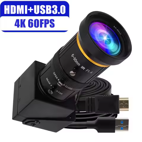 ELP 4K 60FPS HDMI USB 3.0 Camera H.264 MJPEG Industrial Microscope Webcam with 10X Zoom Lens For Pho