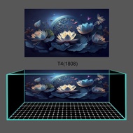 [Free Stickers+Stickers] 3D aquarium stickers Decal model lotus 3D 1808 super beautiful fish tank - 