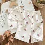 2pcs/Set Baby Girl Ditsy Floral Sleeveless Top & Loose Casual Pants Set Kids Two Pieces Outfit Girls