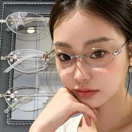 Women Eyewear Spectacles Eyeglasses Bling Diamond Glasses Y2k Diamond Small Oval Shades Frame
