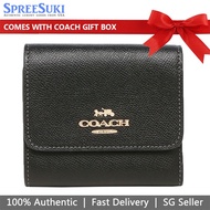 Coach Wallet In Gift Box Small Wallet Crossgrain Leather Small Trifold Wallet Black # CF427