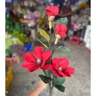 Cành hoa mộc lan giả cao cấp 4 bông to Size đại PU-Hoa giả cao cấp Hàng Nhập Khẩu decor trang trí nh