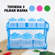 Spice Rack 2-Tier Plastic Spice Rack with 7 Kitchen Set Containers
