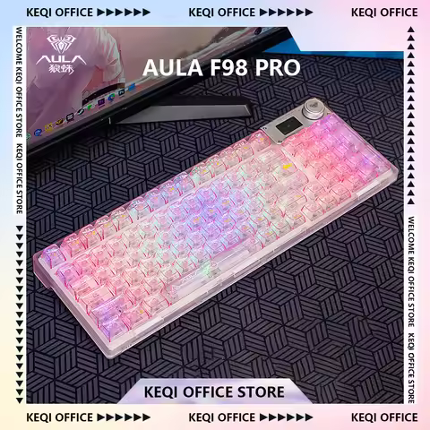 AULA F98 Pro Mechanical Keyboard Wireless Bluetooth 3-mode Hot-swap Customized Transparent Keycaps R
