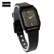 Velashop นาฬิกาข้อมือผู้หญิงคาสิโอ Casio Standard สายเรซิ่นสีดำ หน้าปัดดำต รุ่น LQ-142-1ADF LQ-142-1