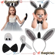 MAGICIAN 4PCS Donkey Costume Set, Bow Tie Animal Donkey Headband,  Tail Nose Funny Donkey Ears Headb
