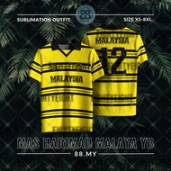 HARIMAU MALAYA YELLOW RETRO COLLAR JERSEY  LYCRA 280 GSM