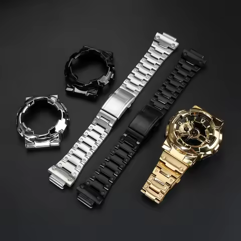 DIY Cool Black Gold Full Metal Mod Kit for Casio G-Shock GA-100/110 GA-120 Stainless Steel Case & Wa