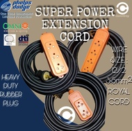 20 METERS SUPER POWER EXTENSION CORD 12/2 ROYAL CORD, HEAVY DUTY RUBBER PLUG