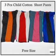 H&H 3 Pcs Seluar Pendek  Cotton Jersey Children Short Pants Multi Colors